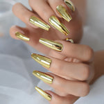 Gold Metallic Fake Nails Press on