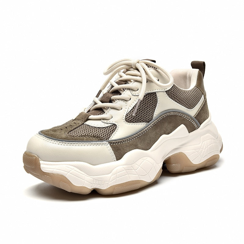 Lace-Up Thick Sole Ladies Breathable Shoe - Sabreeonline