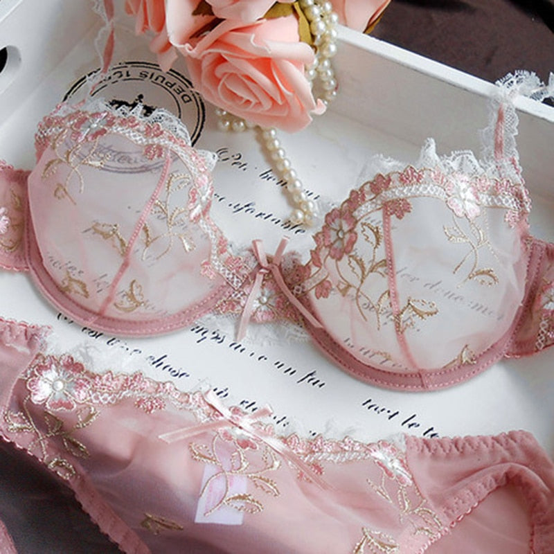 Exquisite Embroidery Transparent Lace Set - Sabreeonline