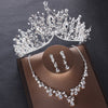 Luxury Heart Crystal Bridal Jewelry Sets Wedding Cubic Zircon Crown Tiaras Earring Choker Necklace Set - Sabreeonline