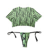 Swimwear Women Short Cap Sleeve Snake Print Bikini 2020 Female Swimsuit Stripe Two Pieces String Thong Biquini Set Bathing Suit - Sabreeonline