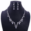Luxury Sliver Plated Rhinestone Crystal Faux Pearl Necklace Earrings Jewelry Set for Bride Wedding - Sabreeonline