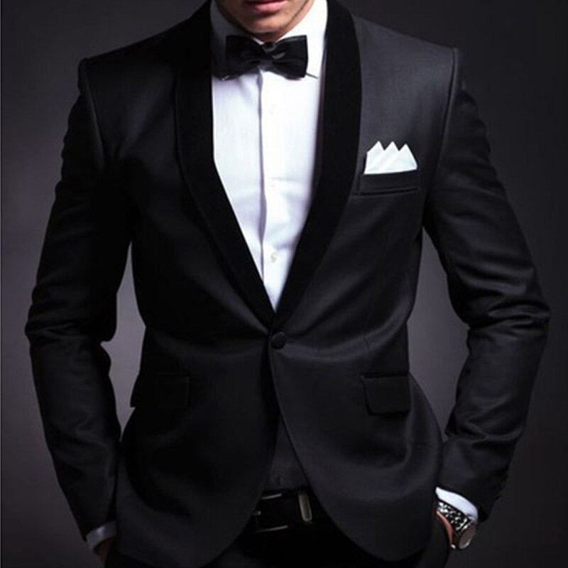 Black Tuxedo 2 Piece Slim Fit Men - Sabreeonline