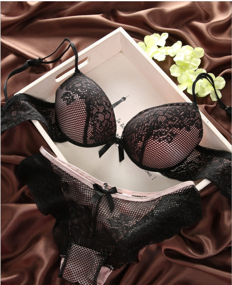 Sexy Underwear Satin Lace Embroidery Sets - Sabreeonline