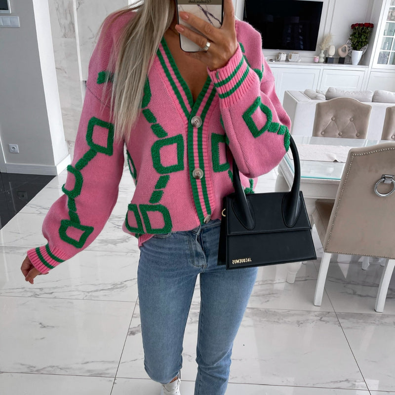 Button Up Loose Cardigan Sweater - Sabreeonline