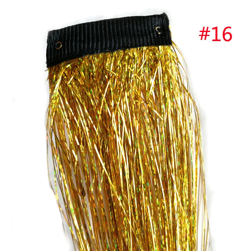 Rainbow Shiny Sparkle Hair Tinsel Kit Women Glitter Hair Extension Hair Bling Dazzles Girls Hippie Braiding Accessories - Sabreeonline