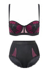 Flower Lace Appliqué Retro Sexy Bra Set - Sabreeonline