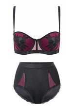 Flower Lace Appliqué Retro Sexy Bra Set - Sabreeonline