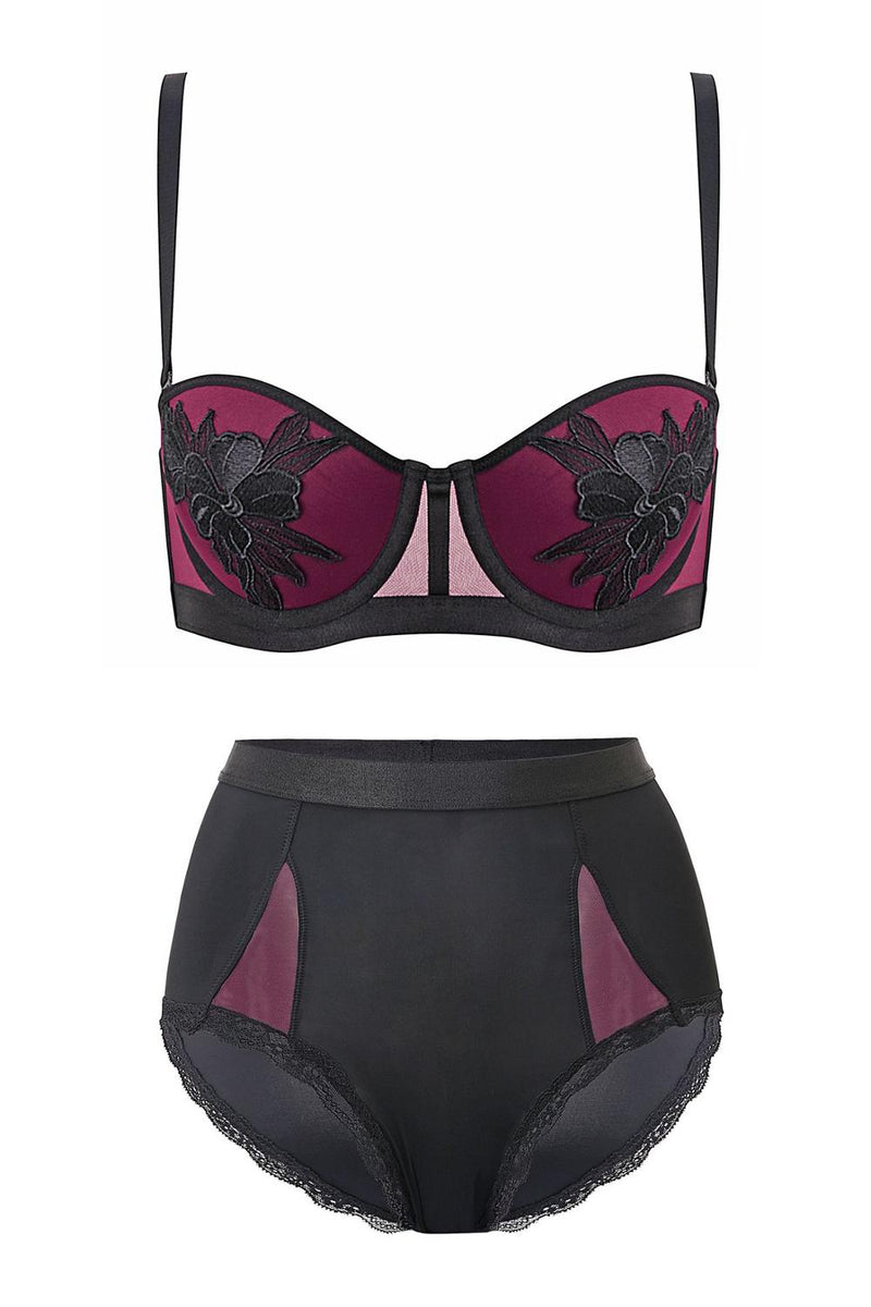 Flower Lace Appliqué Retro Sexy Bra Set - Sabreeonline