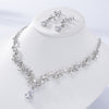 Crystal Gold Tiara Crown Earrings Necklace Wedding Bride Luxury Jewelry Set - Sabreeonline