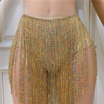 Waist Chain Crystal Long Tassel Bikini Mini Skirts Body Chain - Sabreeonline