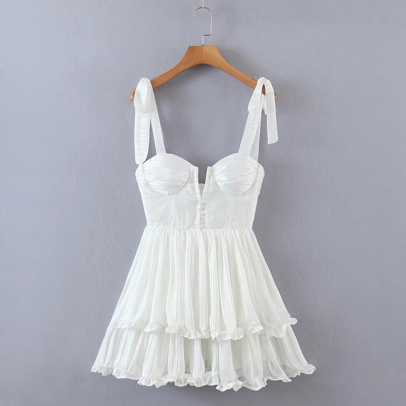 White Summer Strapless Casual Dress