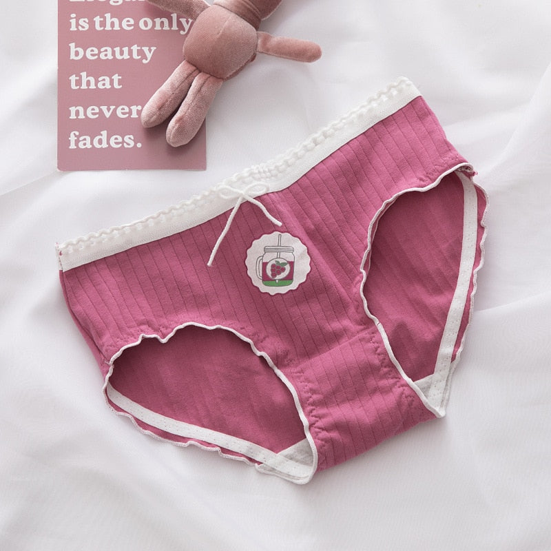 New Women's Underwear Lovely Girl Cartoon Panties Fashion Bow Comfort Briefs Mid Waist Seamless Underpants Female Lingerie - Sabreeonline