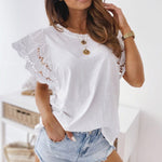 Casual O-Neck Ruffle Short Sleeve