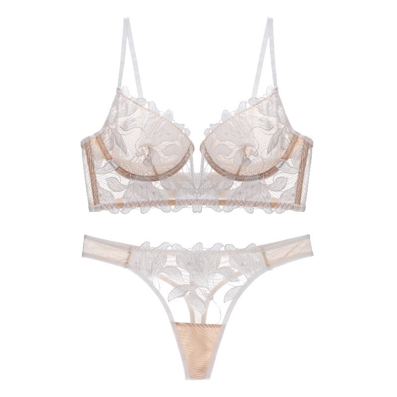 French Lace Embroidery Lingerie Women Set - Sabreeonline