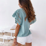 Casual O-Neck Ruffle Short Sleeve