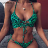 GNIM Bandage Bikini Swimwear Women 2020 Sexy Leopard Swimsuit Two Pieces Push Up Bathing Suit Women Summer Beachwear Biquini Set