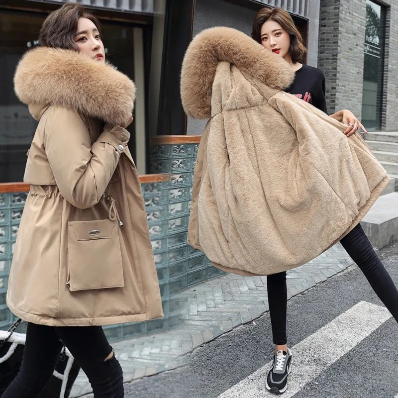 New Winter Jacket Warm Fur Collar Thick Overcoat - Sabreeonline