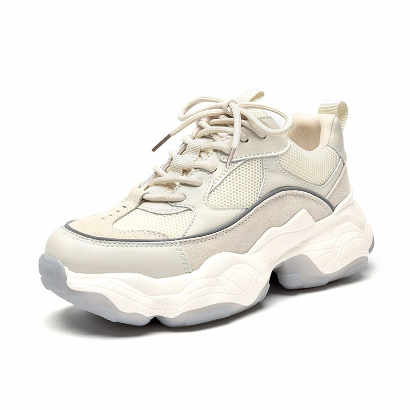 Lace-Up Thick Sole Ladies Breathable Shoe - Sabreeonline