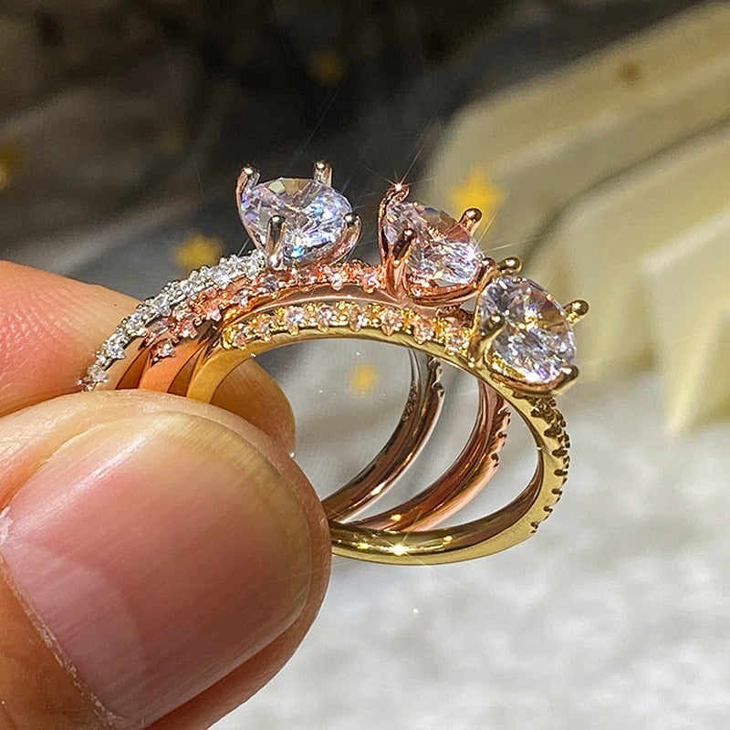 New Luxury Classic Sparkling Zircon Engagement Wedding Ring - Sabreeonline