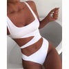 One Piece Solid Bandage Backless Bathing Suit