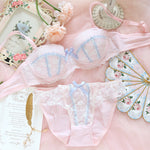 Lace lingerie Fresh Steel Ring Gathered Set - Sabreeonline