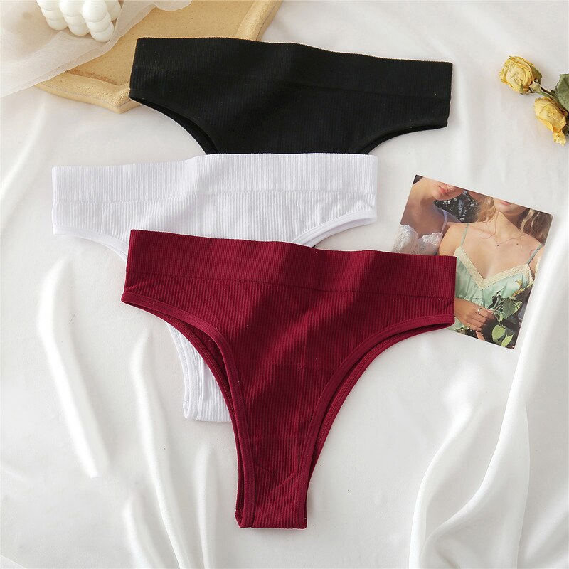 S-XL Seamless Women&#39;s Panties 9 Solid Color High Waisted Thongs Women Comfortable Women&#39;s Cotton Briefs Sexy Female Underpants - Sabreeonline