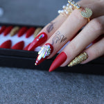Long Stiletto Glitter Full Set Custom Salon - Sabreeonline