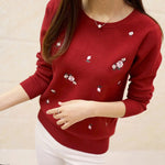 Sweater Women Embroidery Knitted Winter - Sabreeonline