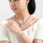Bridal Necklace Earrings Ring and Bracelet Jewelry - Sabreeonline