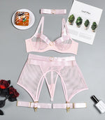 Four-Piece Set Lingerie Transparent Lace - Sabreeonline