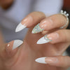 French Nail Tips Pre-Designed Nude 3D Long Full Cover Rhinestone