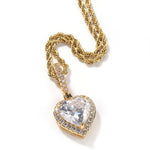 THE BLING KING New Peach Heart Pendant Necklace Color Psychedelic HipHop Full Iced Out Cubic Zirconia CZ Stone - Sabreeonline
