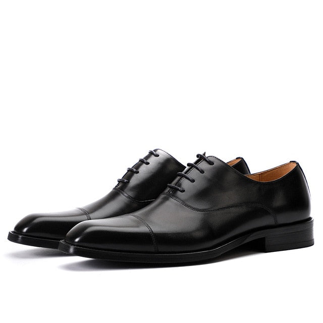 Green Men Dress Shoes Brand Italian Luxury Genuine Leather Lace Up Brown Black Wedding Business Formal Shoes Men Oxfords Shoes - Sabreeonline