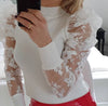 Lace Puff Sleeve Knit Top  Womens Tops and Blouses - Sabreeonline