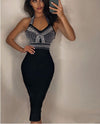 High Quality Khaki Black Mantual Beading Rayon Bandage Dress Elegant Cocktail Party Dress Vestidos - Sabreeonline