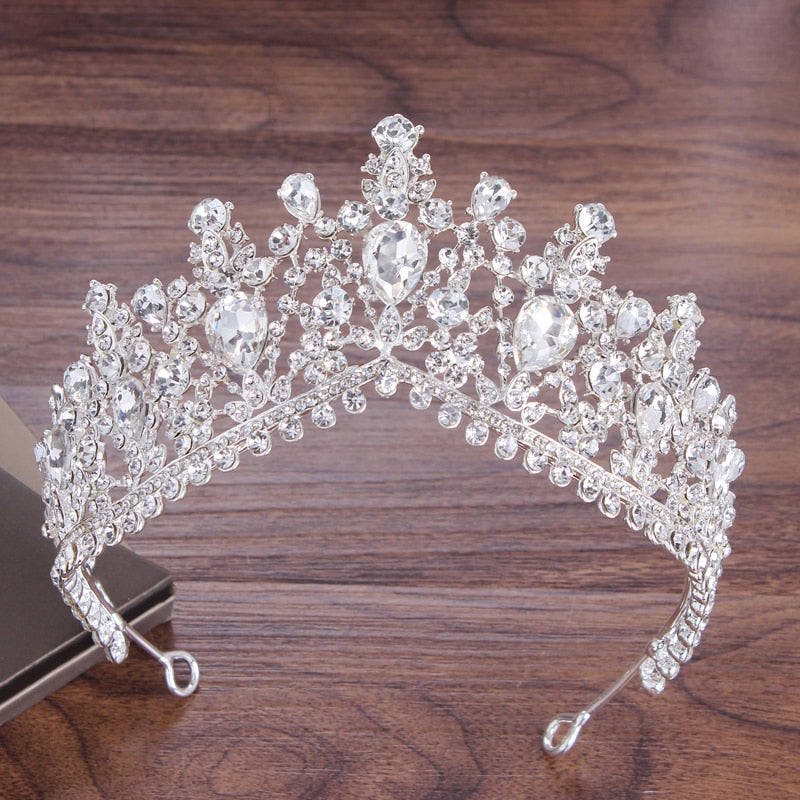 Baroque Crystal Water Drop Bridal Jewelry Sets Rhinestone Tiaras Crown Necklace Earrings for Bride Wedding Dubai Jewelry Set - Sabreeonline