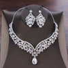 Baroque Crystal Water Drop Bridal Jewelry Sets Rhinestone Tiaras Crown Necklace Earrings for Bride Wedding Dubai Jewelry Set - Sabreeonline