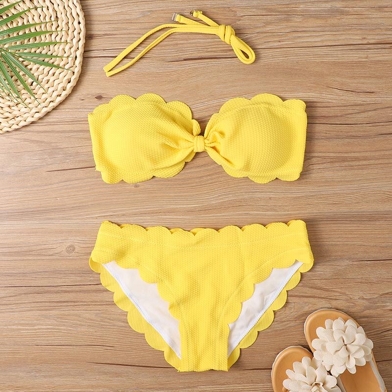 Sexy Bandeau Bikini Set 2023 Women Brazilian Swimsuit Solid Swimwear Female Summer Beachwear Bathing Suit Bequine