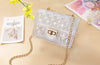 Mini Jelly Purse and Handbag with Pearls Top Handle Faux Quilted cute small coin pouch Party purse - Sabreeonline