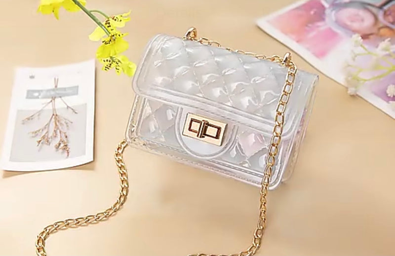 Mini Jelly Purse and Handbag with Pearls Top Handle Faux Quilted cute small coin pouch Party purse - Sabreeonline