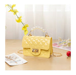 Mini Jelly Purse and Handbag with Pearls Top Handle Faux Quilted cute small coin pouch Party purse - Sabreeonline