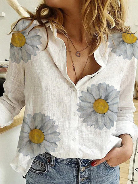 Leisure White Yellow Shirts Button Lapel Cardigan Top Lady Loose Long Sleeve Oversized Shirt Womens Blouses Casual Tunic Blusas - Sabreeonline