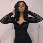 See-through Jumpsuit Flocking T-shirt Pullover - Sabreeonline