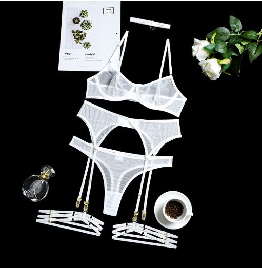 Fashion Temperament Mesh Patchwork Shorts Set Bra - Sabreeonline
