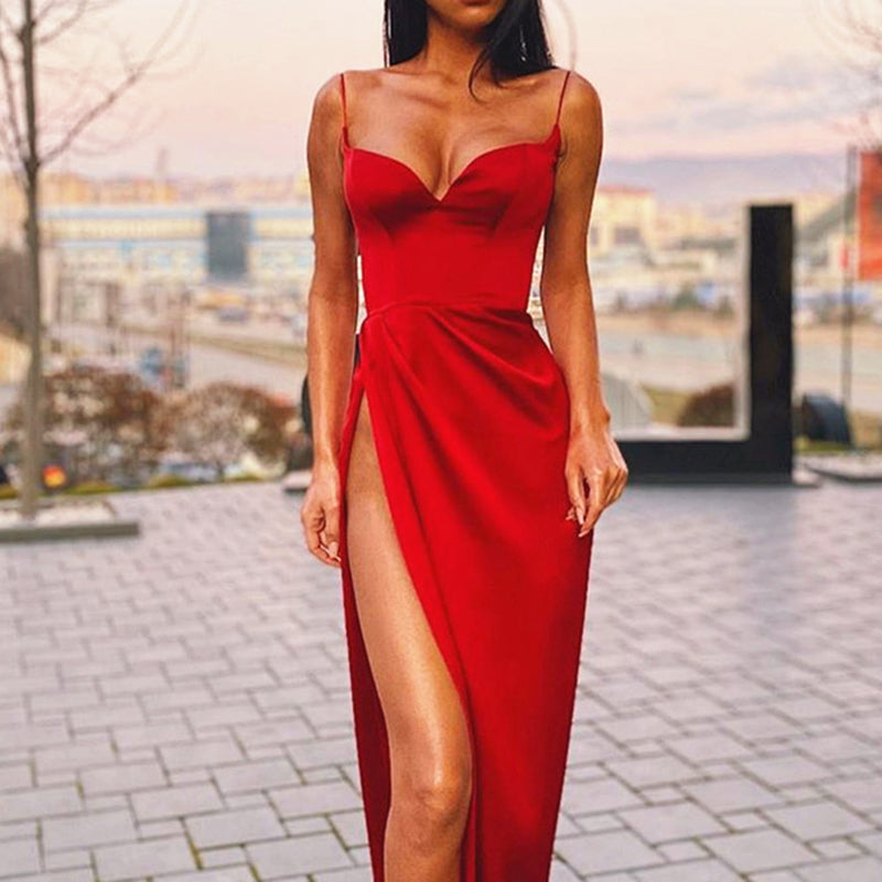 Instahot Deep V Sexy Split Sling Dress - Sabreeonline