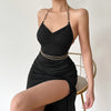 Instahot Slim-Waist Halter Dress with Chain - Sabreeonline