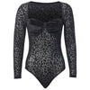 See-through Jumpsuit Flocking T-shirt Pullover - Sabreeonline