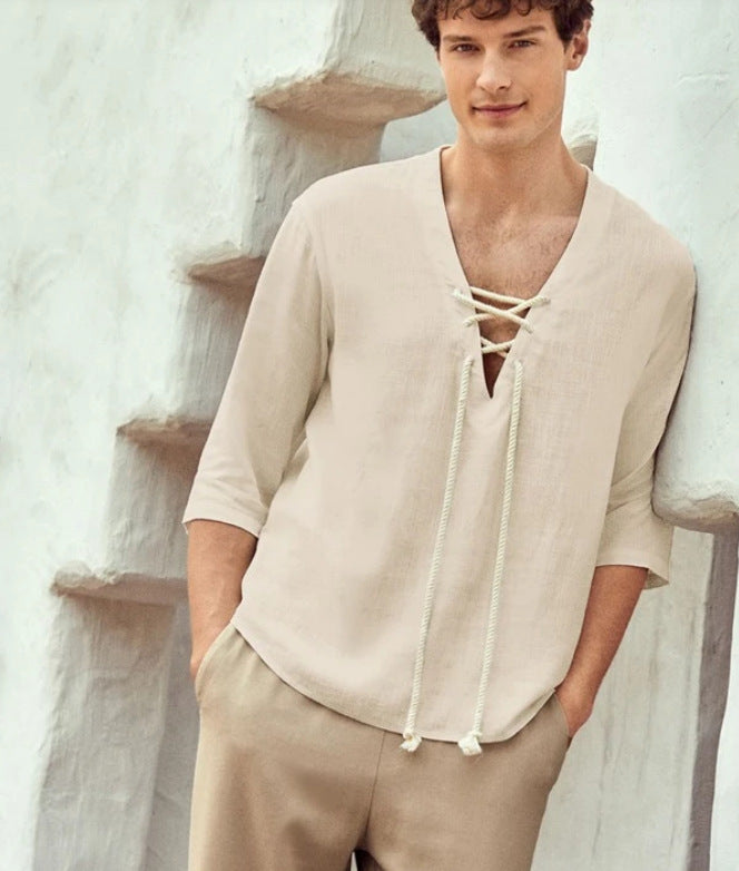 V-neck Long-Sleeved Casual Top - Sabreeonline