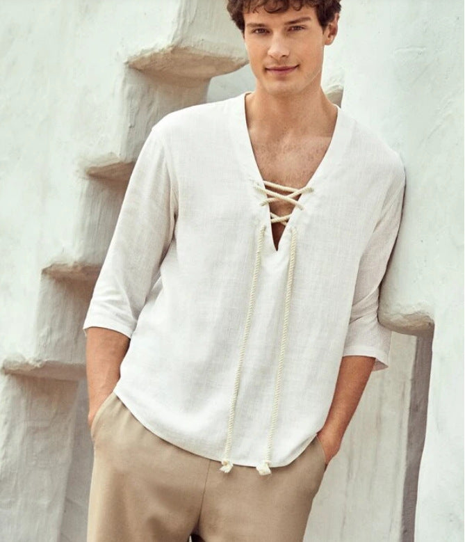 V-neck Long-Sleeved Casual Top - Sabreeonline